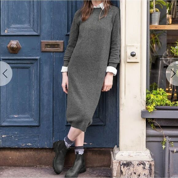 Celtic & Co 100% Supersoft Lambs Wool Knit Midi Sweater Dress Derby Gray L - Picture 9 of 9